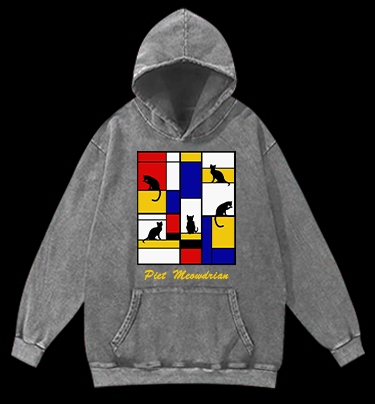 Piet's Cat Vintage Washed 100% Cotton Hoodie