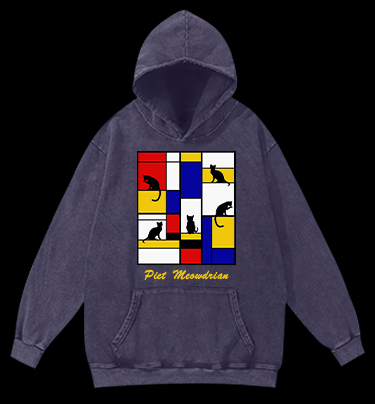 Piet's Cat Vintage Washed 100% Cotton Hoodie