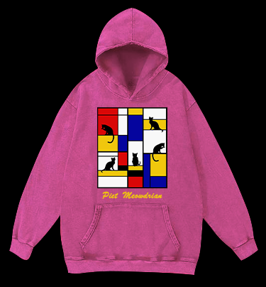 Piet's Cat Vintage Washed 100% Cotton Hoodie