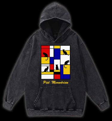 Piet's Cat Vintage Washed 100% Cotton Hoodie