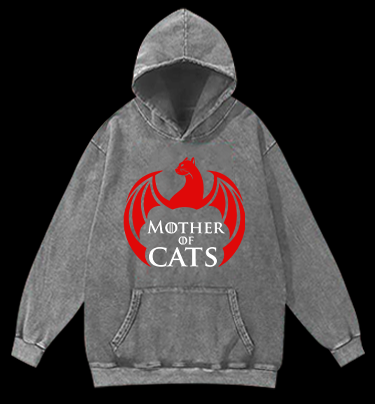 Mother Of Cats Vintage Washed 100% Cotton Hoodie