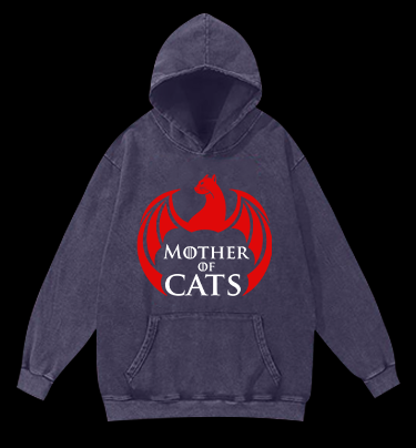 Mother Of Cats Vintage Washed 100% Cotton Hoodie