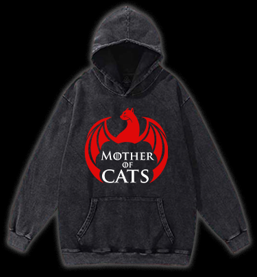 Mother Of Cats Vintage Washed 100% Cotton Hoodie
