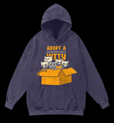 Schr?dinger's cat Vintage Washed 100% Cotton Hoodie