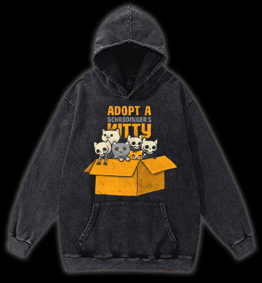 Schr?dinger's cat Vintage Washed 100% Cotton Hoodie