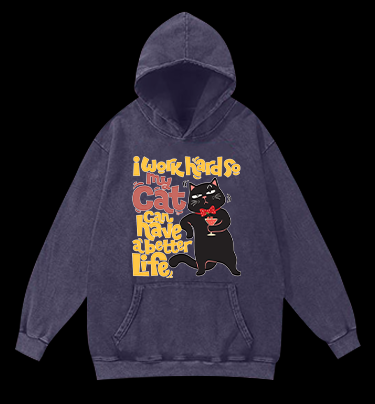 Monologue of a Happy Cat Vintage Washed 100% Cotton Hoodie