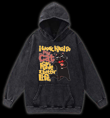 Monologue of a Happy Cat Vintage Washed 100% Cotton Hoodie
