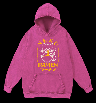 Cat Obsessed With Ramen Vintage Washed 100% Cotton Hoodie