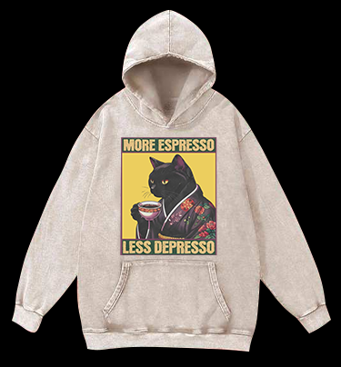 Caffeine Down Depression Vintage Washed 100% Cotton Hoodie
