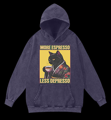 Caffeine Down Depression Vintage Washed 100% Cotton Hoodie