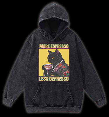 Caffeine Down Depression Vintage Washed 100% Cotton Hoodie