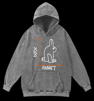 Funny Science Duck Rabbit Vintage Washed 100% Cotton Hoodie