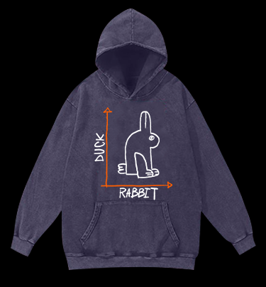 Funny Science Duck Rabbit Vintage Washed 100% Cotton Hoodie