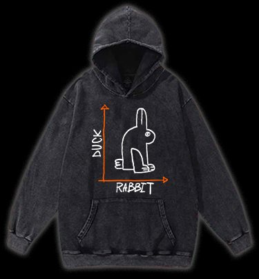 Funny Science Duck Rabbit Vintage Washed 100% Cotton Hoodie