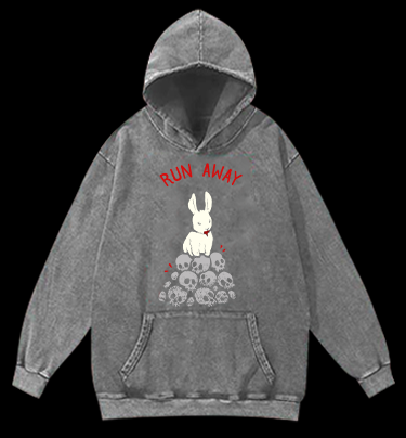 Run Away Rabbit Vintage Washed 100% Cotton Hoodie