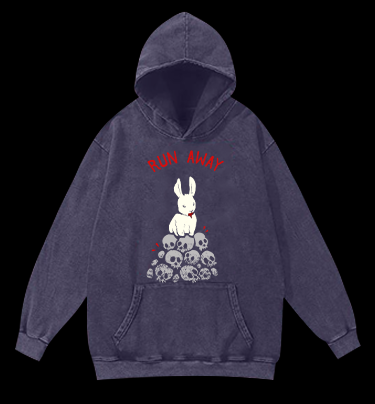 Run Away Rabbit Vintage Washed 100% Cotton Hoodie