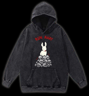 Run Away Rabbit Vintage Washed 100% Cotton Hoodie
