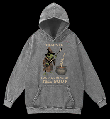 Funny Frog Soup Classic Vintage Washed 100% Cotton Hoodie