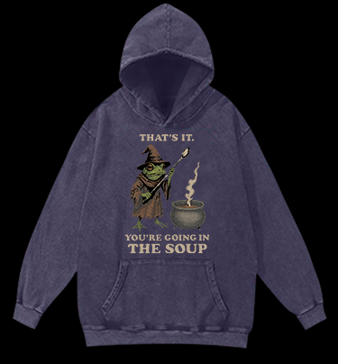 Funny Frog Soup Classic Vintage Washed 100% Cotton Hoodie