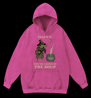 Funny Frog Soup Classic Vintage Washed 100% Cotton Hoodie