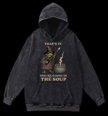 Funny Frog Soup Classic Vintage Washed 100% Cotton Hoodie