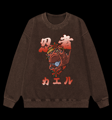 Ninja Frog Vintage Washed 100% Cotton Sweatshirt