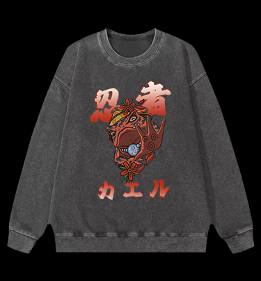 Ninja Frog Vintage Washed 100% Cotton Sweatshirt