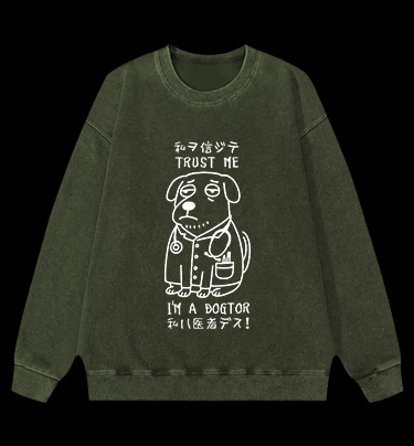 Dog Doctor Vintage Washed 100% Cotton Sweatshirt