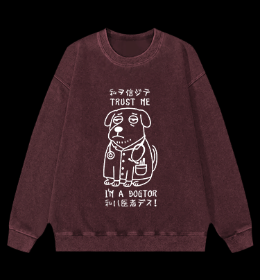 Dog Doctor Vintage Washed 100% Cotton Sweatshirt