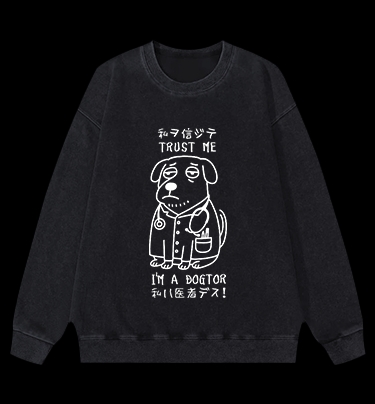 Dog Doctor Vintage Washed 100% Cotton Sweatshirt
