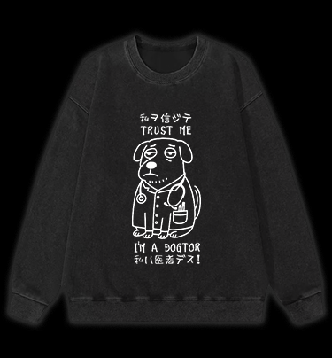 Dog Doctor Vintage Washed 100% Cotton Sweatshirt