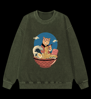 Cat Master Vintage Washed 100% Cotton Sweatshirt