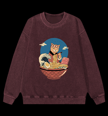 Cat Master Vintage Washed 100% Cotton Sweatshirt