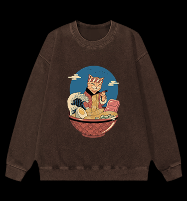 Cat Master Vintage Washed 100% Cotton Sweatshirt