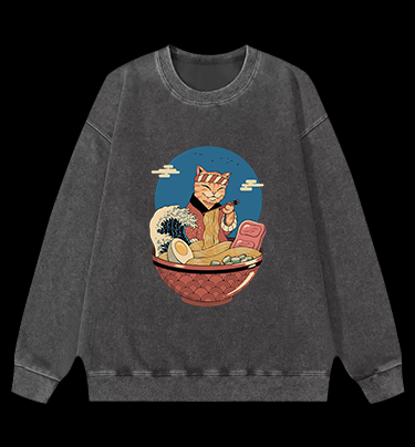 Cat Master Vintage Washed 100% Cotton Sweatshirt