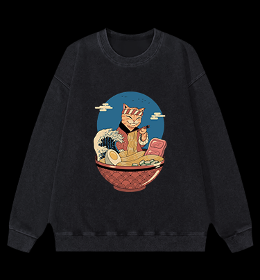 Cat Master Vintage Washed 100% Cotton Sweatshirt