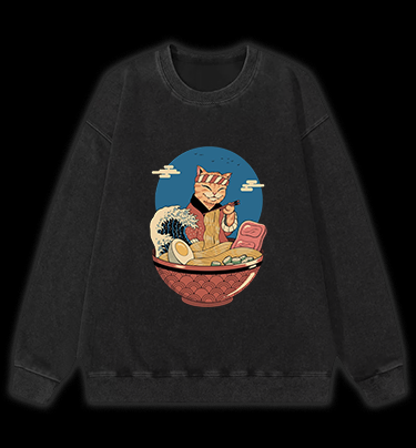 Cat Master Vintage Washed 100% Cotton Sweatshirt