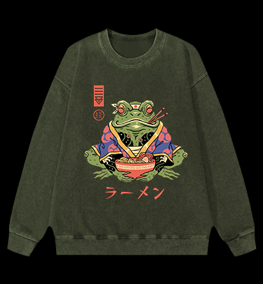 Frog Noodle Vintage Washed 100% Cotton Sweatshirt
