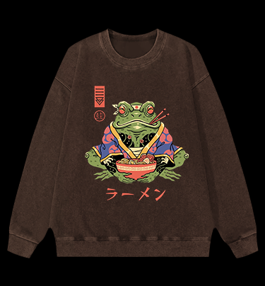 Frog Noodle Vintage Washed 100% Cotton Sweatshirt