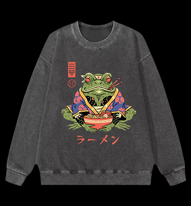 Frog Noodle Vintage Washed 100% Cotton Sweatshirt