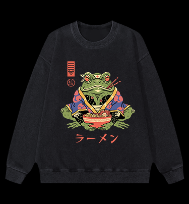 Frog Noodle Vintage Washed 100% Cotton Sweatshirt