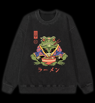 Frog Noodle Vintage Washed 100% Cotton Sweatshirt