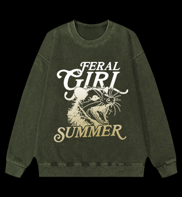 Mouse's Summer Roar Vintage Washed 100% Cotton Sweatshirt