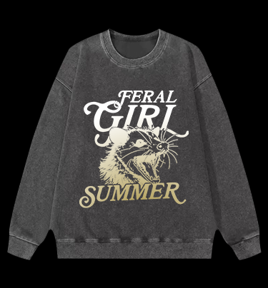 Mouse's Summer Roar Vintage Washed 100% Cotton Sweatshirt