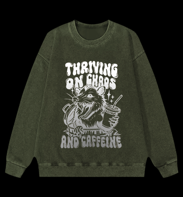 Caffeinated Mouse Life Vintage Washed 100% Cotton Sweatshirt