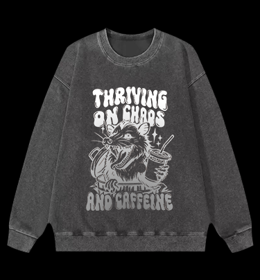 Caffeinated Mouse Life Vintage Washed 100% Cotton Sweatshirt