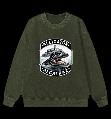 Crocodile Prison Vintage Washed 100% Cotton Sweatshirt