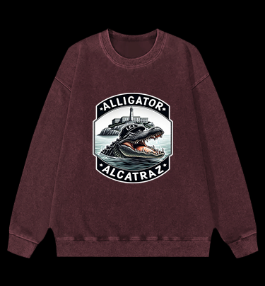 Crocodile Prison Vintage Washed 100% Cotton Sweatshirt