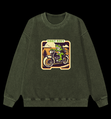 Frog's Moto Trip Vibe Vintage Washed 100% Cotton Sweatshirt