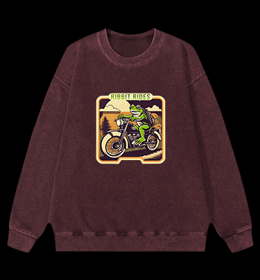 Frog's Moto Trip Vibe Vintage Washed 100% Cotton Sweatshirt